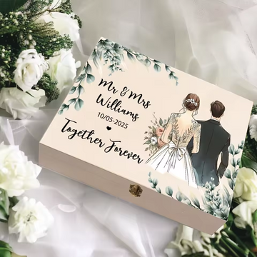 Custom Wedding Keepsake Box with Names – Personalized Gift
