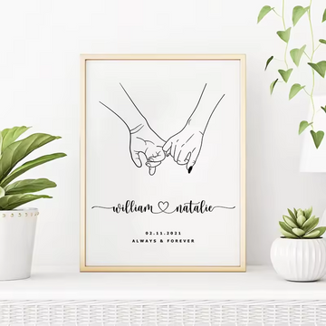 Custom Couple Name & Date Wall Art – Wedding Gift