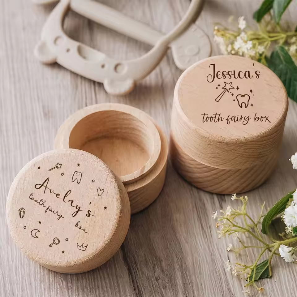 Custom Wooden Tooth Fairy Box – Name Engraved Keepsake